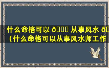 什么命格可以 🐛 从事风水 🐒 （什么命格可以从事风水师工作）